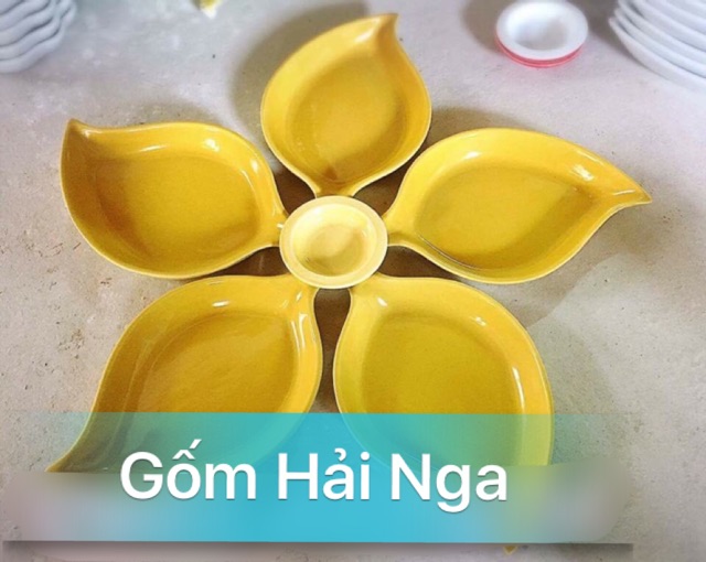 Set đĩa lá trầu sắc mầu