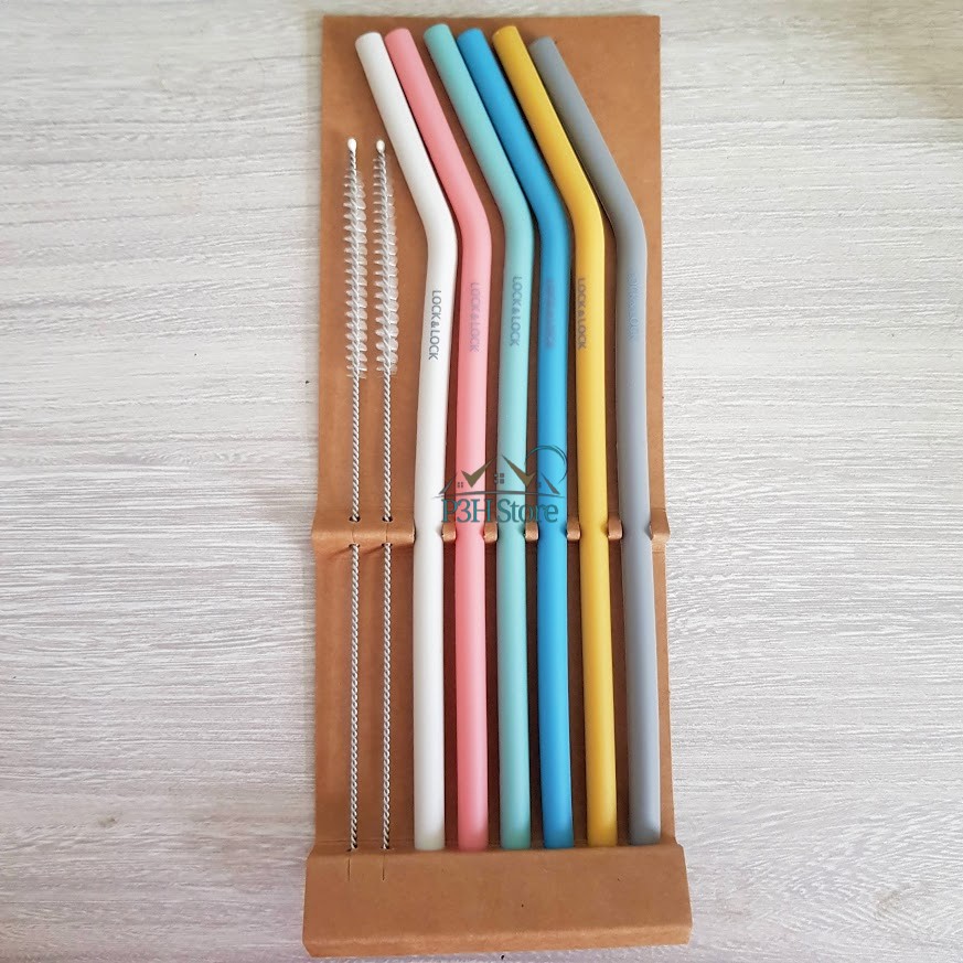 Bộ 6 ống hút silicone Lock&Lock TLL080 kèm 2 cọ rửa | BigBuy360 - bigbuy360.vn