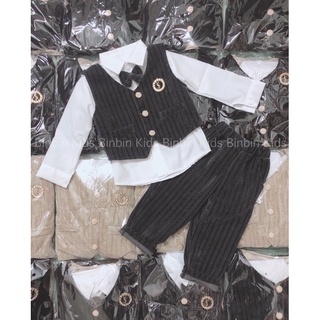 Set Vest cho bé trai chất tuyết nhung siêu đẹp mặc lên siêu sang cho bé diện tết