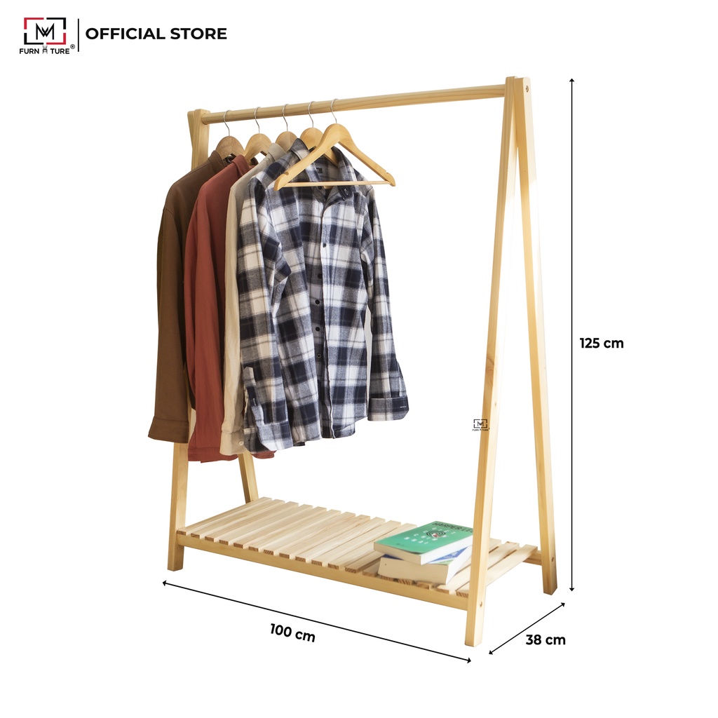 Giá treo quần áo chữ a lắp ráp 1 tầng size ngang 1 mét - A hanger 1F thương hiệu MW FURNITURE - Nội thất căn hộ