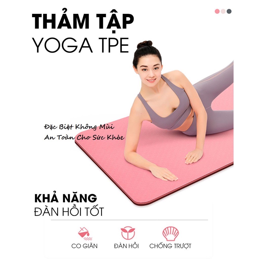 Thảm Tập Yoga TPE 2 Lớp Siêu Bền Siêu Đẹp