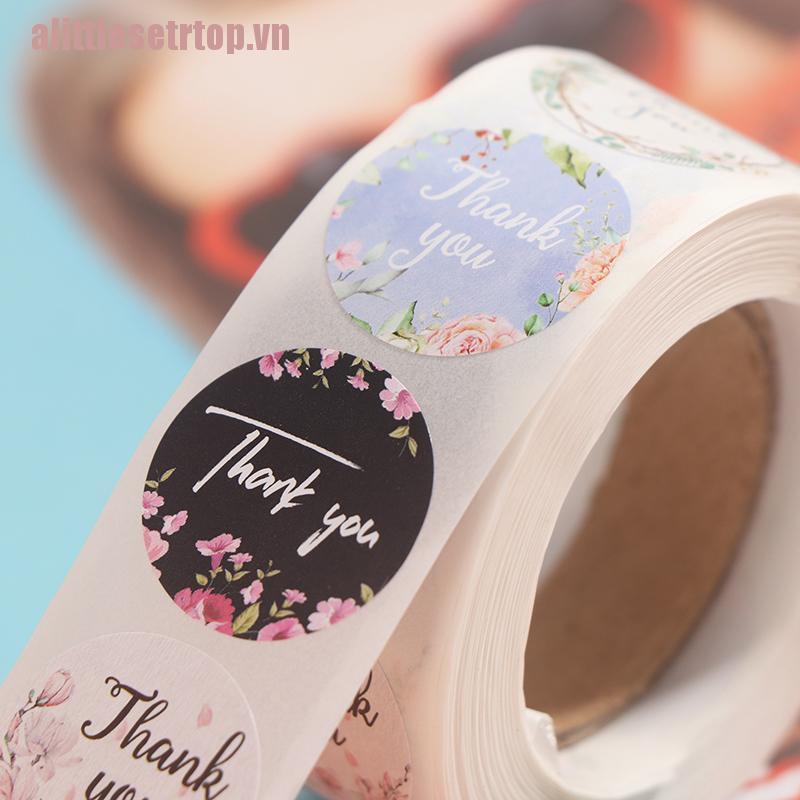 Cuộn 500 Miếng Dán Hình Hoa / Chữ Thank You Dùng Trang Trí Sổ Tay