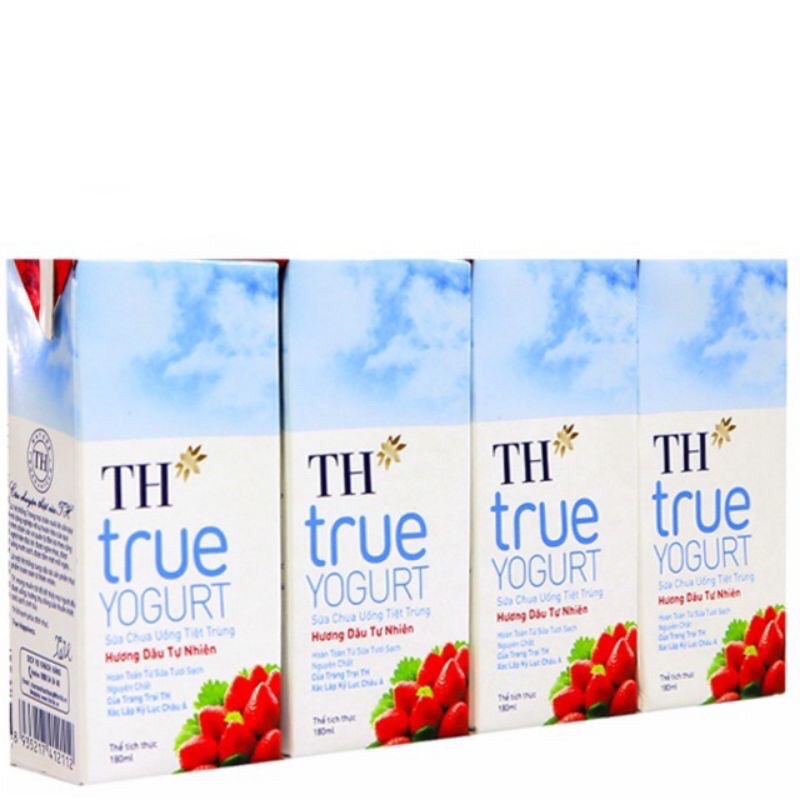 SỮA CHUA UỐNG TH TRUE YOGUST LỐC 4 hộp 180ml đủ vị date t12/2021 giá rẻ