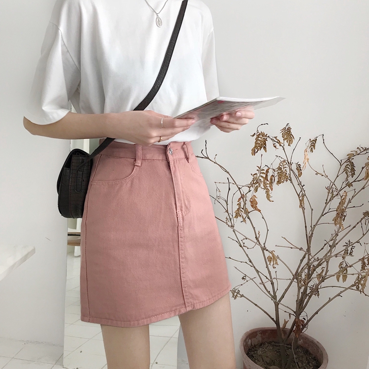 Váy denim chữ A lưng cao Xiaozhainv | BigBuy360 - bigbuy360.vn