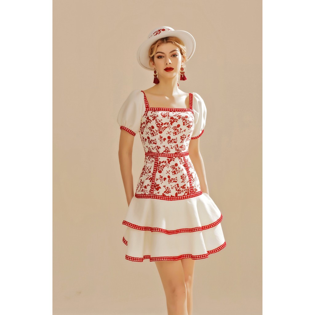 [Mã SKAMSALEP6 giảm 10% tối đa 100K đơn 150K] SÒ VINTAGE - VIAN Đầm hoa cổ vuông phối ren | BigBuy360 - bigbuy360.vn