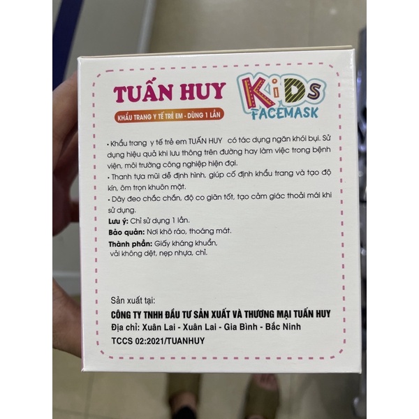 Khẩu trang y tế trẻ em Hiệu Tuấn Huy có kháng khuẩn