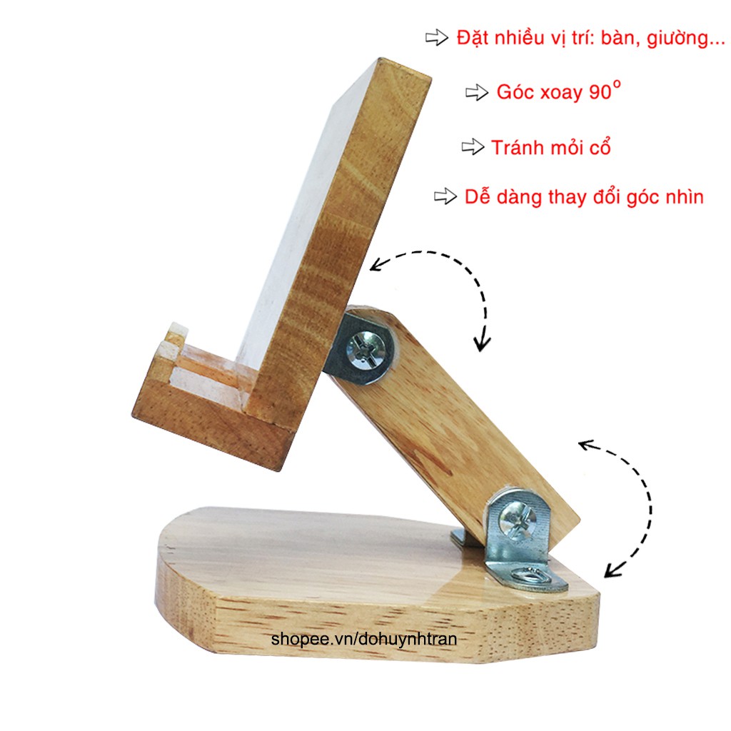 Giá đỡ điện thoại bằng gỗ, kệ điện thoại bằng gỗ dễ dàng gấp gọn bỏ túi tiện lợi | BigBuy360 - bigbuy360.vn