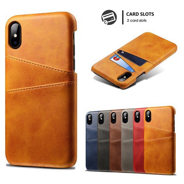 Ốp lưng da cho iPhone 6 6sPlus 7 8 Plus X XR Xs Max 11 pro max Card Slots Vỏ bọc