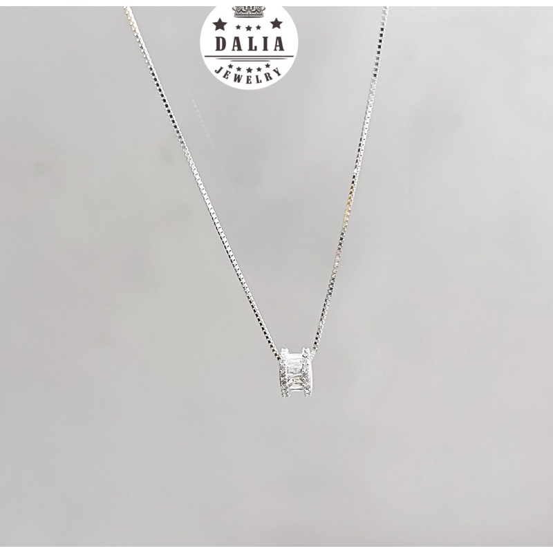 Dây chuyền bạc nữ DaLiA Jewelry mặt viên tròn đá pha lê cá tính vòng cổ bạc thật 925 không gỉ