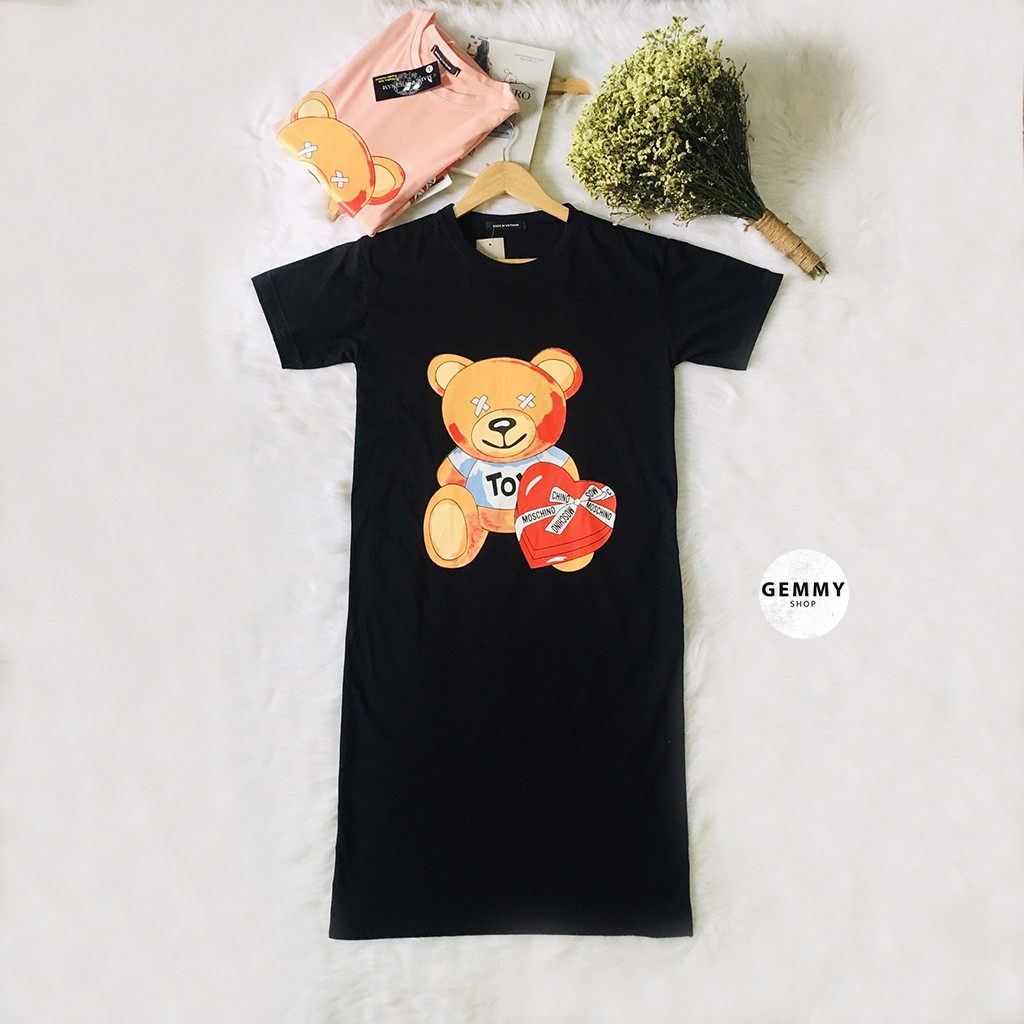 [Mã WAMT1505 giảm 10K đơn 0K] Váy xuông dài, Váy suông bầu chất cotton Gemmy House in hình gấu | BigBuy360 - bigbuy360.vn
