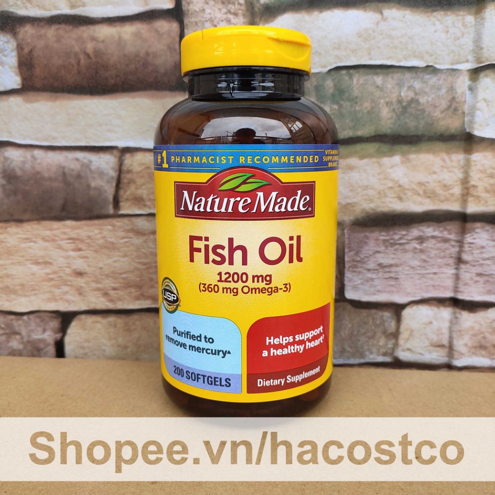 BGF Viên uống Dầu Cá Nature Made Fish Oil 1200mg 360mg Omega 3 200 viên 21 AO5