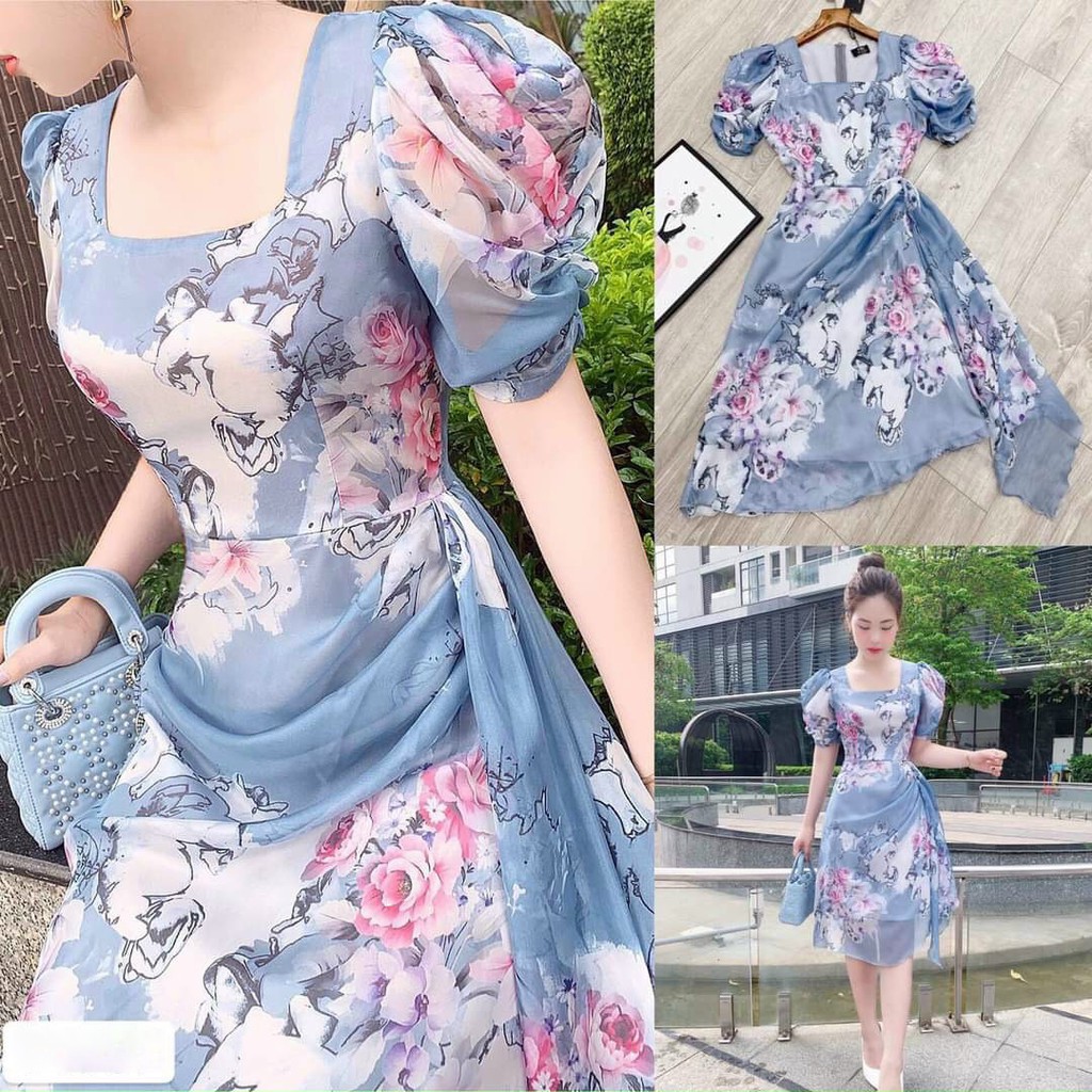 [Đầm Mới] Đầm Lụa Dạ Tiệc Xếp Ly Eo Tay Phồng Màu Sắc Nhã Nhặn Thật Sự Phù Hợp Để Tới Công Sở, Đi Làm | BigBuy360 - bigbuy360.vn