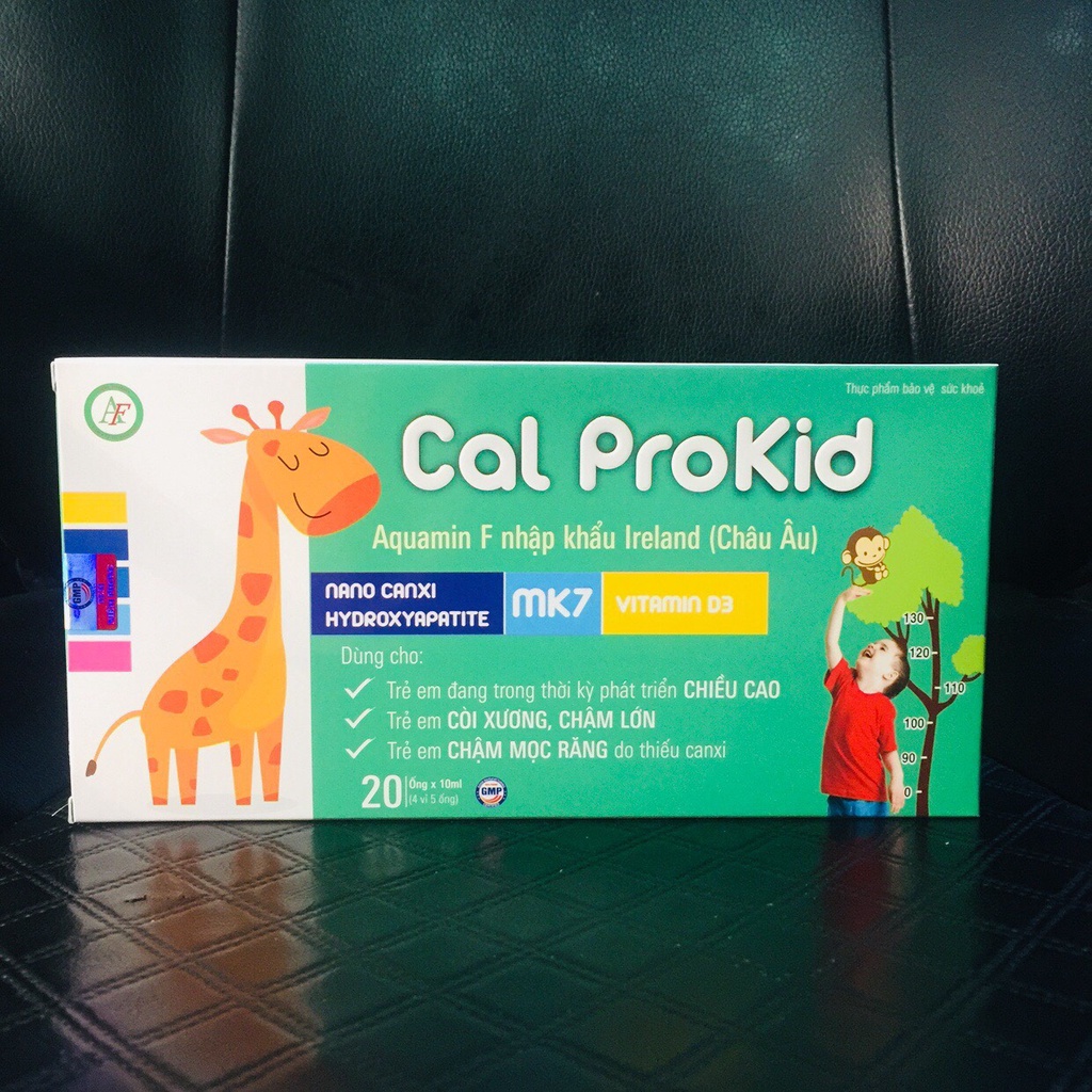 Canxi Cal Prokid Hộp 20 ống x 10ml bổ sung canxi, vitamin D3, giúp xương, răng chắc khỏe. Hỗ trợ phát triển chiều cao