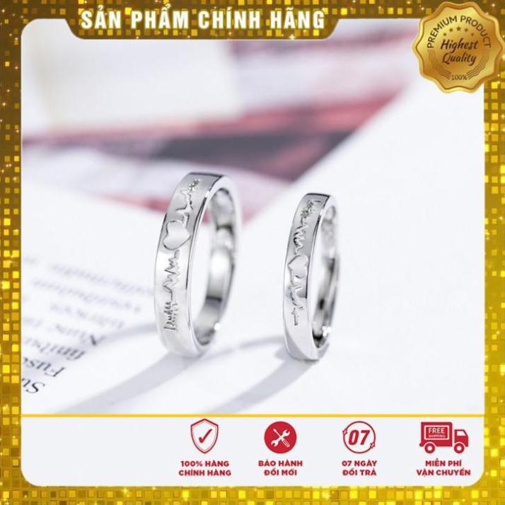 [HOT 2021] Nhẫn đôi Bạc 925 -30% trái tim tình yêu Freesize Zircon nhân tạo Lấp lánh Cao cấp Cổ điển SPR-Q002 Giá 1 cặp