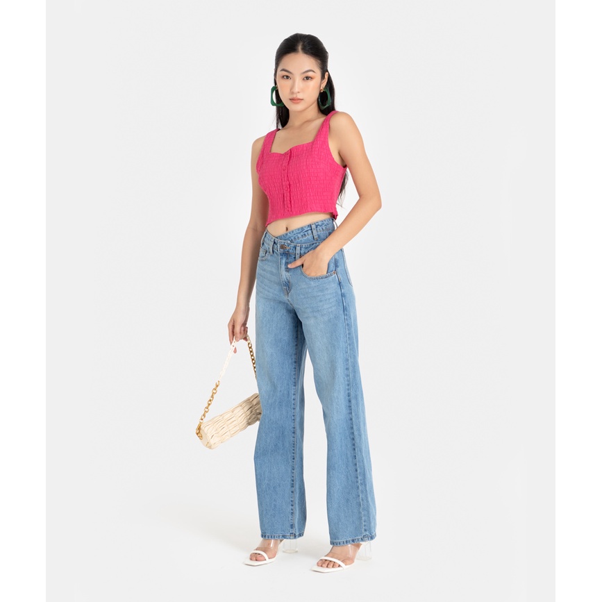 Quần Jeans Dài Thời Trang Nữ HNOSS Đắp Chéo Eo HNQDA015