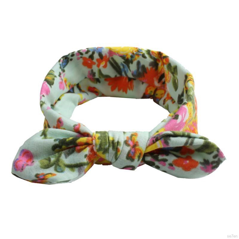 Băng Đô Tai Thỏ In Hoa Cho Bé Gái Se7en