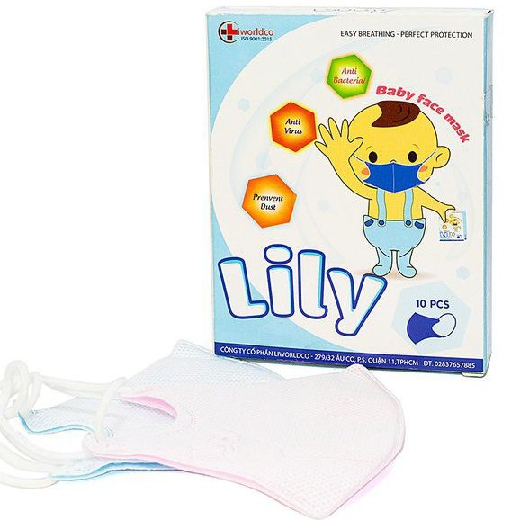[SET 10 CHIẾC]Khẩu Trang Y Tế Trẻ Em 3D Lily,Dùng 1 lần Cho Bé Từ 3 Tháng Đến 5 Tuổi Màu Xanh/Hồng An Toàn Cho Bé