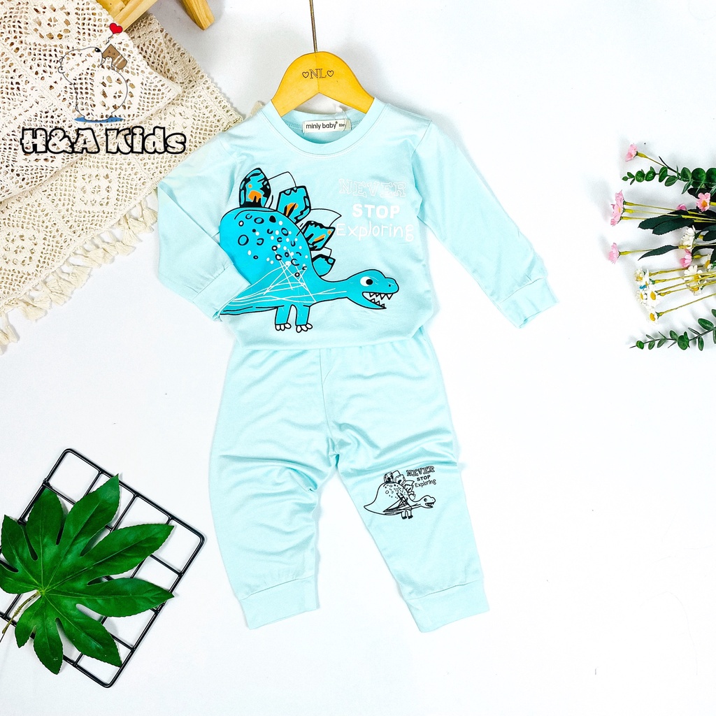 [Bé 19-32kg] Bộ dài tay thun lạnh in hình lớn Minky Mom mềm mịn mát cho bé trai bé gái - HÀNG CHUẨN