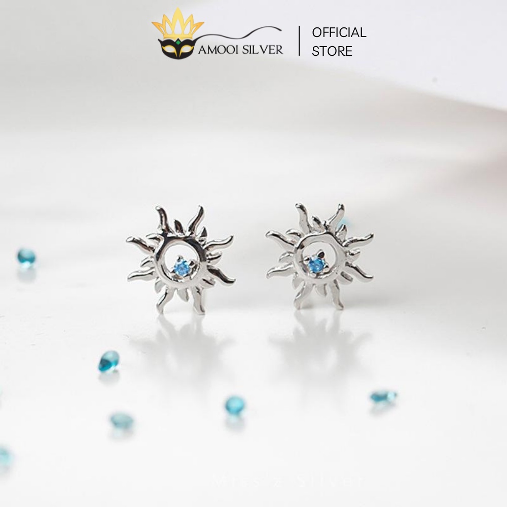 Bông tai bạc S925 mặt trời bé con - Amooi Silver AB71