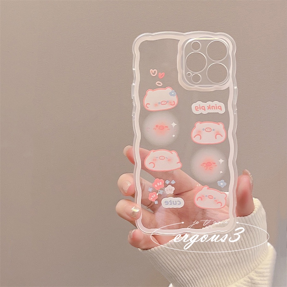 Ốp Điện Thoại In Hình Heo Hồng Cho iPhone 13 12 11 Pro Max X XR XS Max SE 2020 8 7 Plus