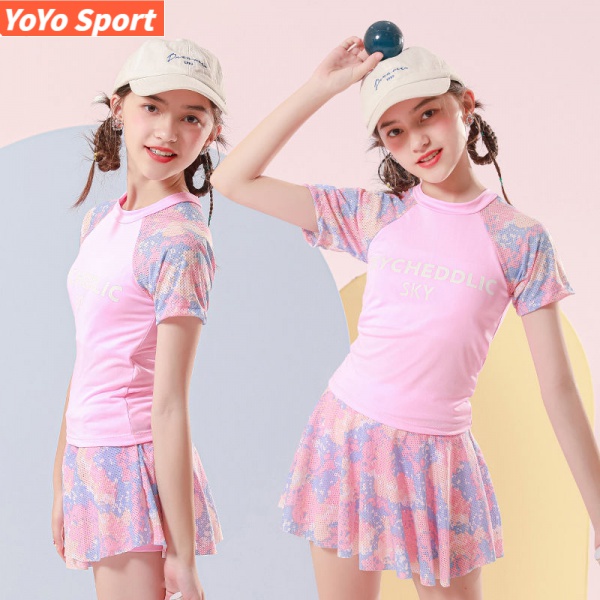 Bộ Đồ Bơi Thể Thao Phong Cách Phương Tây Dành Cho Bé Gái 6-12 Tuổi