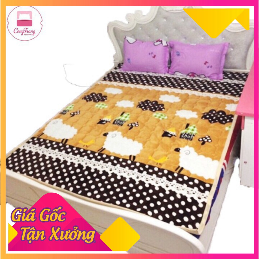 Thảm nỉ nhung trải giường 3 lớp cực ấm đủ kích thước (Chất Liệu Bông Trắng - Giặt Máy Thoải Mái)