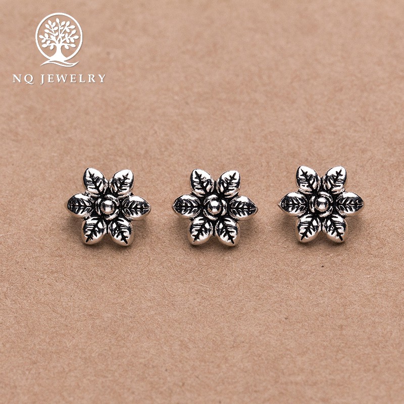 Charm bạc khóa liên kết vòng tay, dây chuỗi hình bông hoa - NQ Jewelry