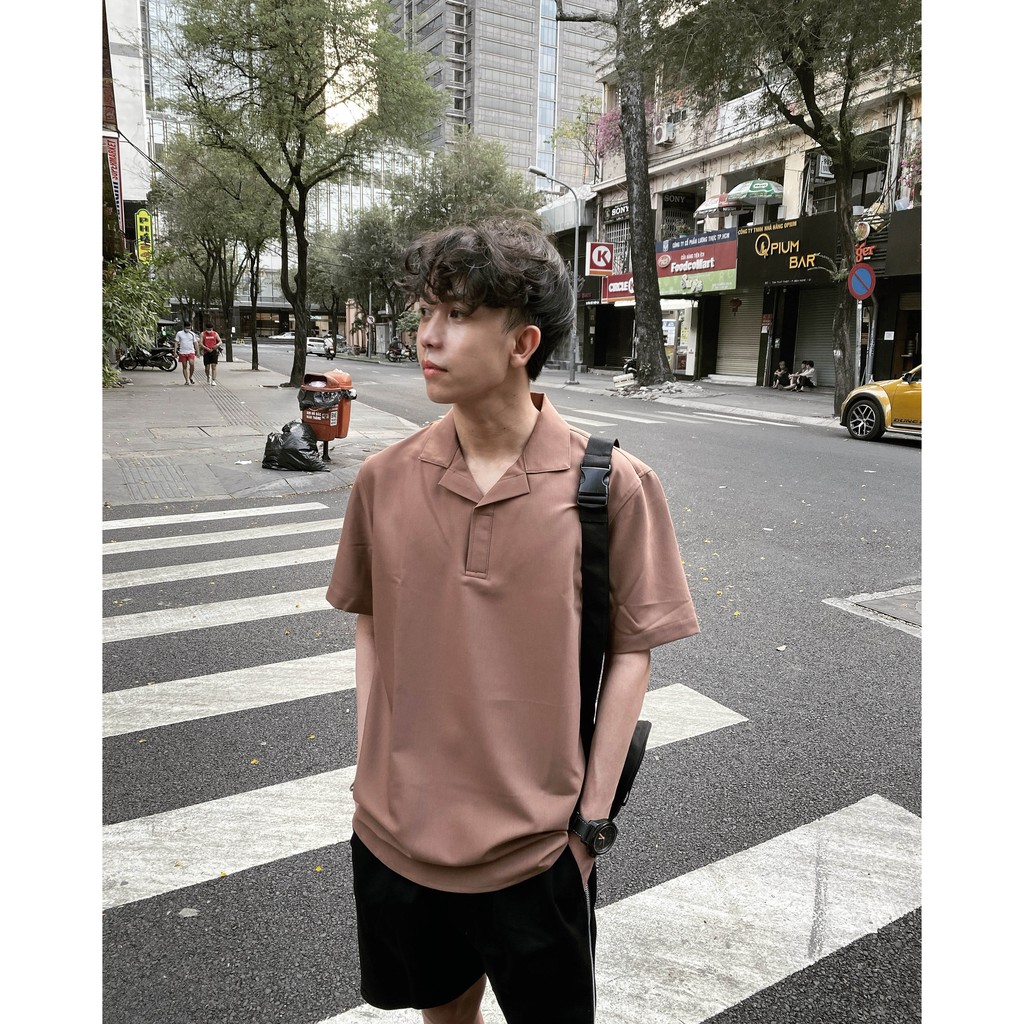 ÁO SƠ MI cổ vest CHUOT TRANG không nút KKL /nâu /cafe