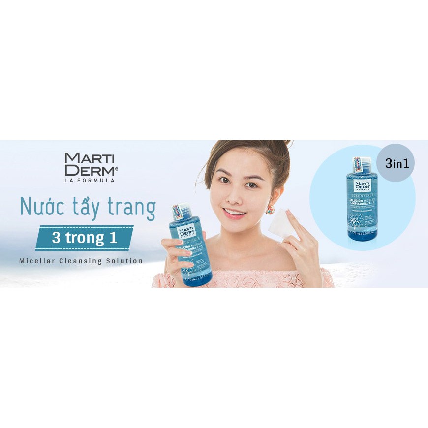 [MARTIDERM] Nước tẩy trang 3 trong 1 cho da nhạy cảm MARTIDERM MICELLAR  CLEANSING SOLUTION 3 IN 1