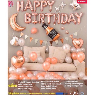Bóng HAPPY BIRTHDAY màu rose gold 45 Bóng