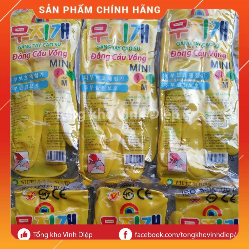 Găng tay cao su Hàn Quốc Đông cầu vồng đủ size