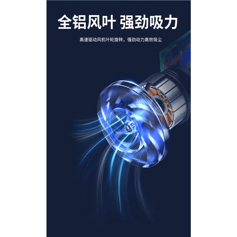 Máy hút bụi ô tô mini cầm tay không dây chinh hãng Kokoro - KJ02, phụ kiện đa năng hút sạch bụi bẩn, rác vụn, giường nệm