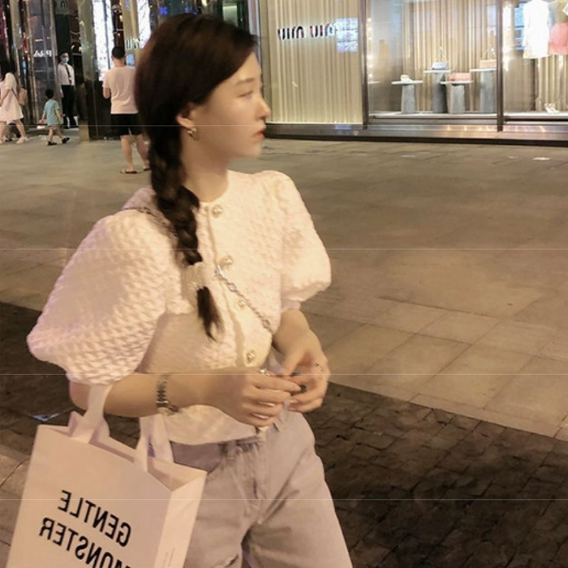 SUXI Áo kiểu cardigan tay ngắn dáng lửng phong cách retro thời trang mùa hè xinh xắn dành cho nữ