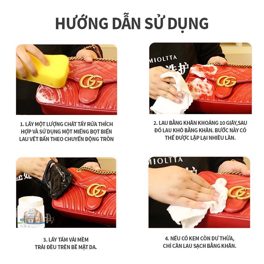 Tẩy Vết Bẩn Đồ Da,Đánh Bay Vết Bẩn Trên Bề Mặt Đồ Da Các Loại,Không Cần Đến Nước, Tiện Lợi