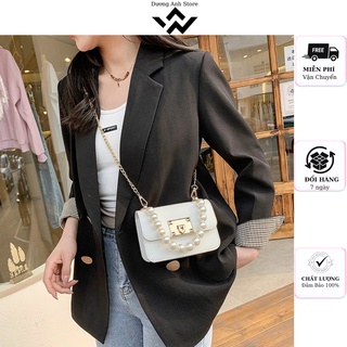 Túi xách nữ- đeo chéo dáng hộp mix dây ngọc thời trang cực sang trọng