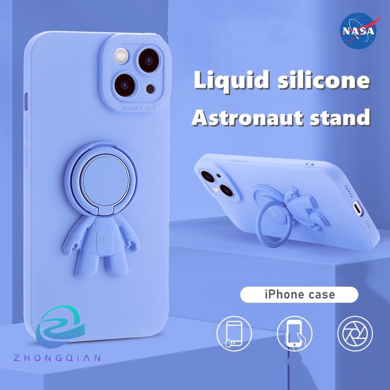 Ốp Điện Thoại Silicon Phối Nhung Hình Phi Hành Gia Cho iphone 11 pro max 12/13 pro max Xs max XR 7plus/8plus se2020