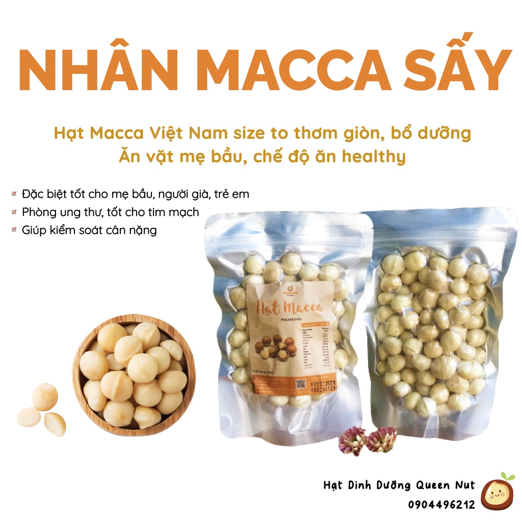 Nhân Macca Tây Nguyên Sấy Ăn liền 250g - Ăn vặt mẹ bầu / Ăn vặt healthy