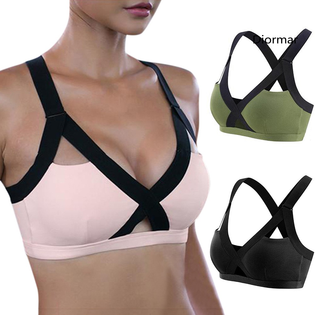Áo Ngực Thể Thao Nữ Dây Chéo Có Đệm Màu