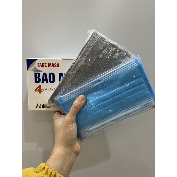 Hộp 50 Chiếc Khẩu Trang Y Tế 4 Lớp Dày Đẹp Ngăn Khói Bụi Khẩu Trang Vải Không Dệt Lọc Khuẩn Đạt Tiêu Chuẩn ISO