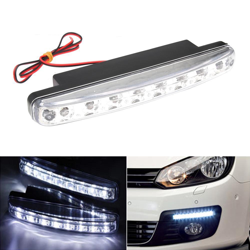 Car Light 8 LED DRL Fog Driving Daylight Daytime Running LED White Head Lamp