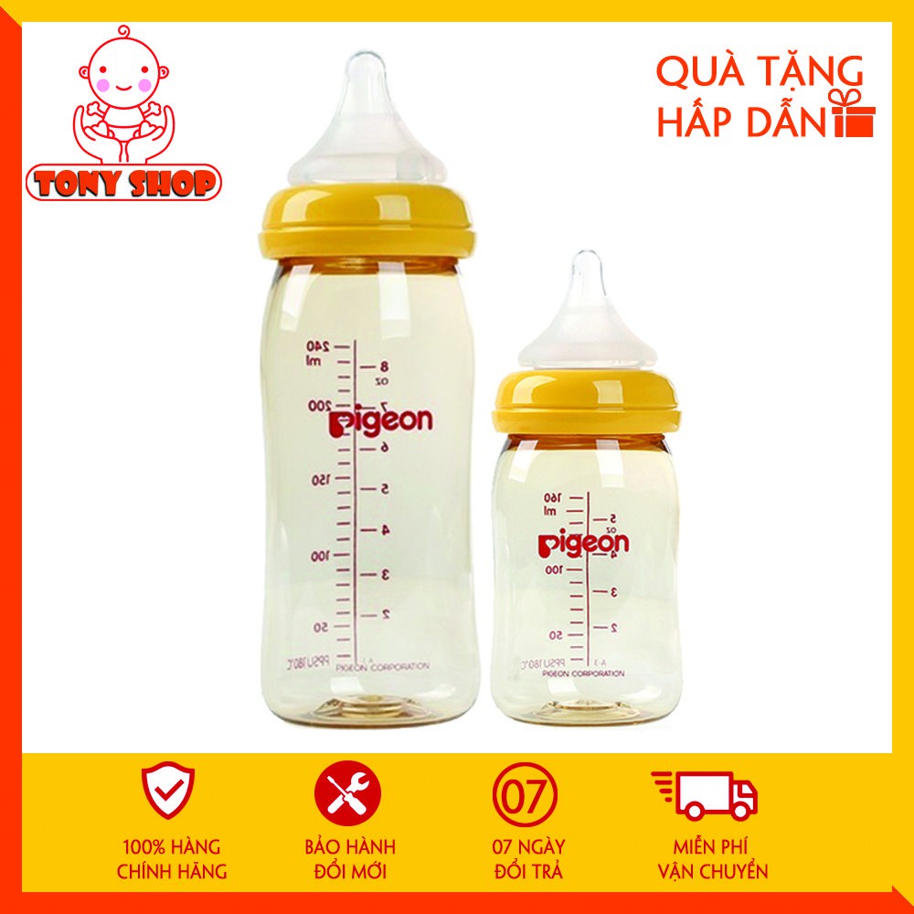  ✔ĐỦ SIZE✔Bình Sữa Pigeon Cổ Rộng Cao Cấp 160ml/240ml