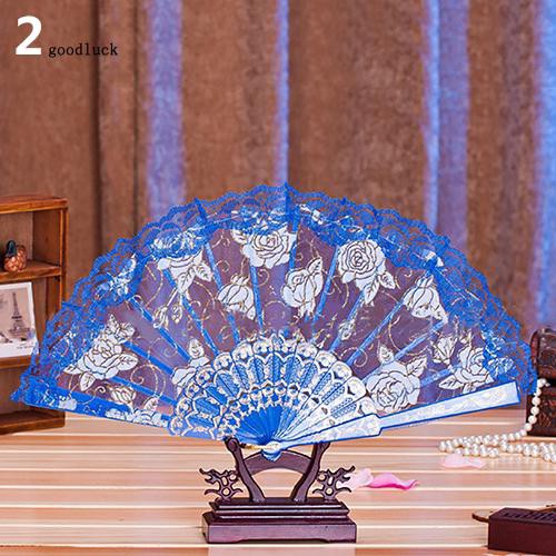 Quạt xếp in hoa cổ điển