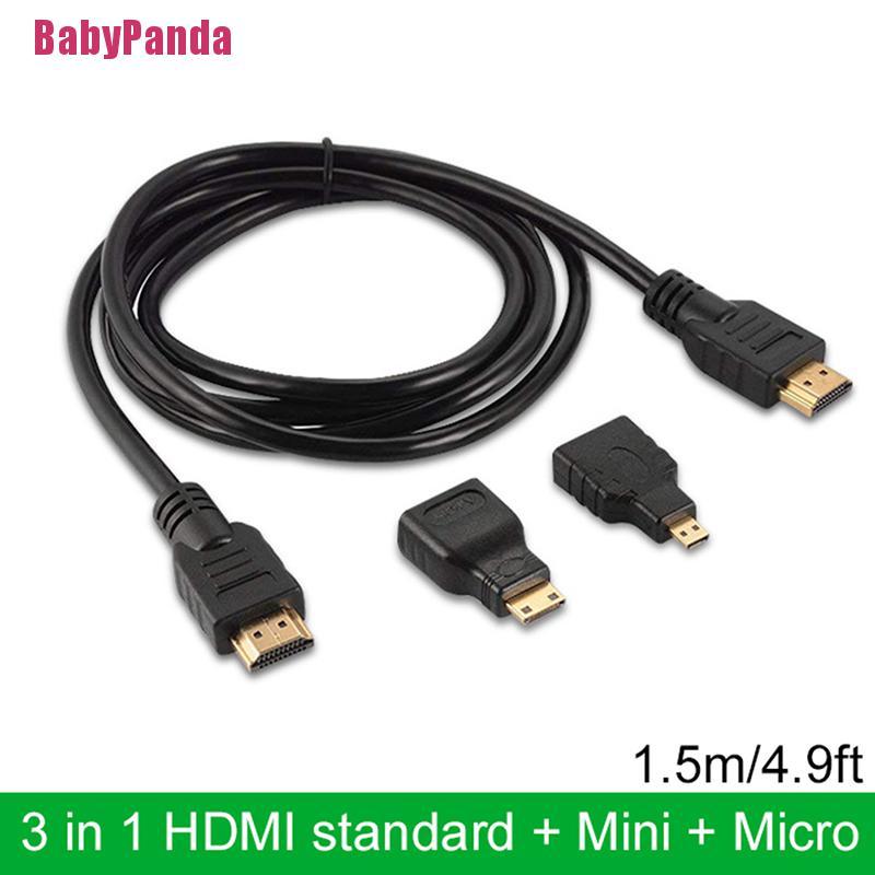 (Hàng Mới) Bộ Dây Cáp Hdmi + Mini + Micro Hdmi 4.9F 3 Trong 1