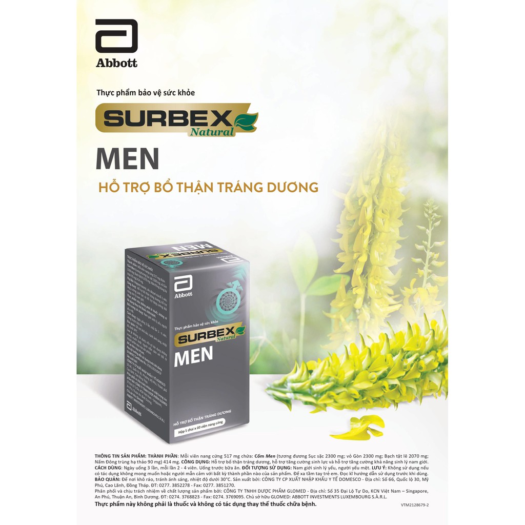 SURBEX NATURAL MEN – Hỗ trợ tăng cường sinh lý nam (Hộp 60 viên)