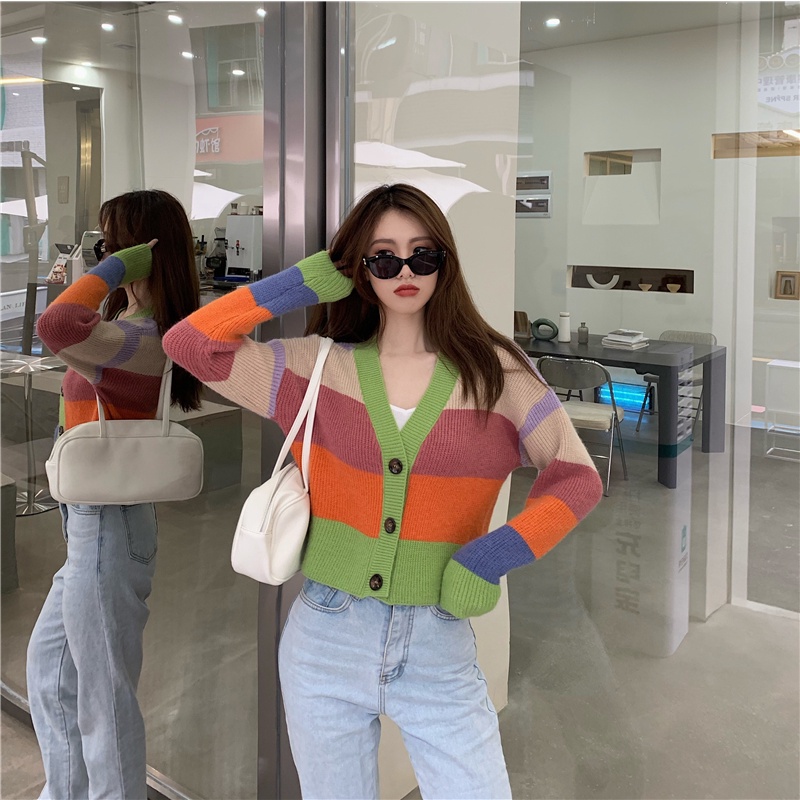 Xiaozhainv Áo Khoác Cardigan Vải Dệt Kim Tay Dài Dáng Rộng Cài Khuy Phong Cách Hàn Quốc Thời Trang | BigBuy360 - bigbuy360.vn