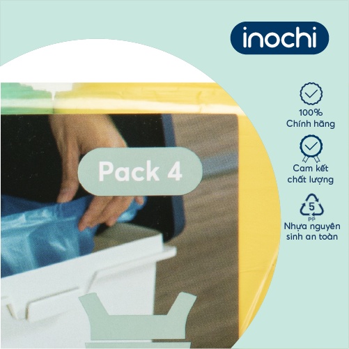 Lô túi rác màu tiện dụng Inochi - Soji 4 x10L(có quai cầm)