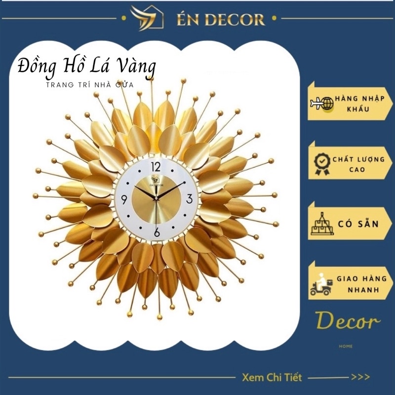 Đồng Hồ Treo tường, Đồng Hồ Trang Trí, Lá vàng, nghệ thuật, kim trôi, Én Decor