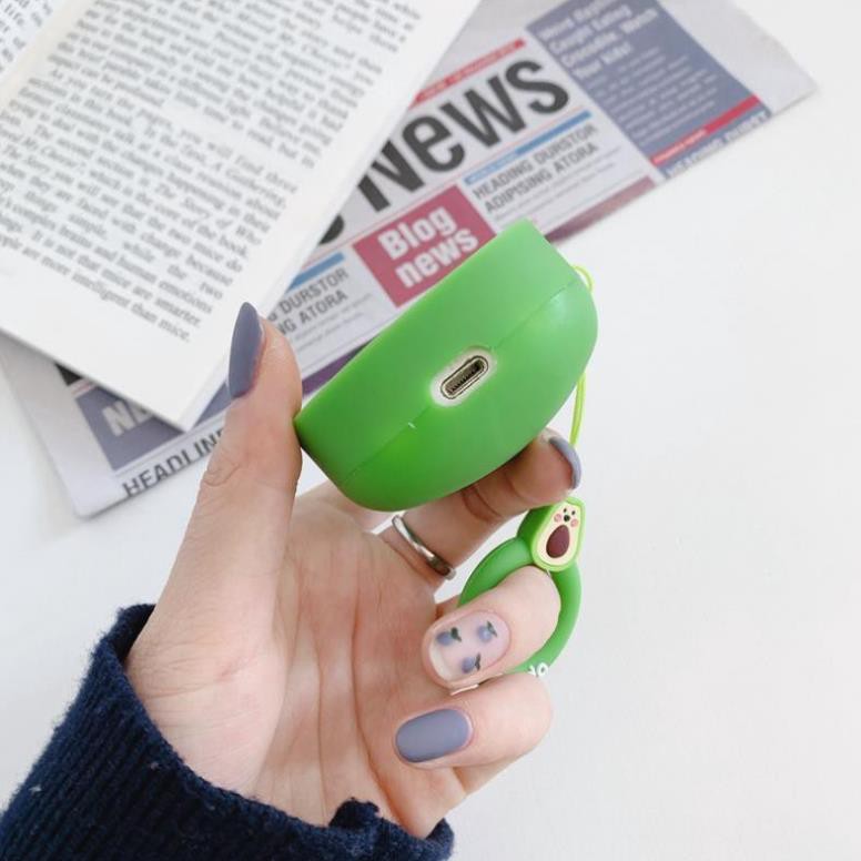 Case Airpods 2 3 Pro i12/i7/i9 - Vỏ Bao Đựng Bảo Vệ Ốp Tai Nghe, Sillicone Dẻo Chống Bám Bẩn, Trái Bơ -Pk.vn