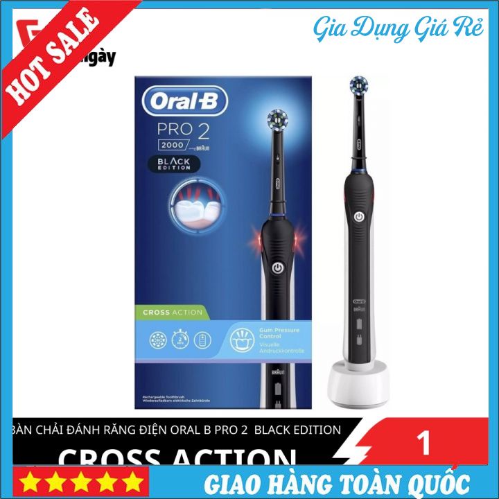 Bàn Chải Đánh Răng Điện Oral B Pro 2 2000 Cross Action Black Edition