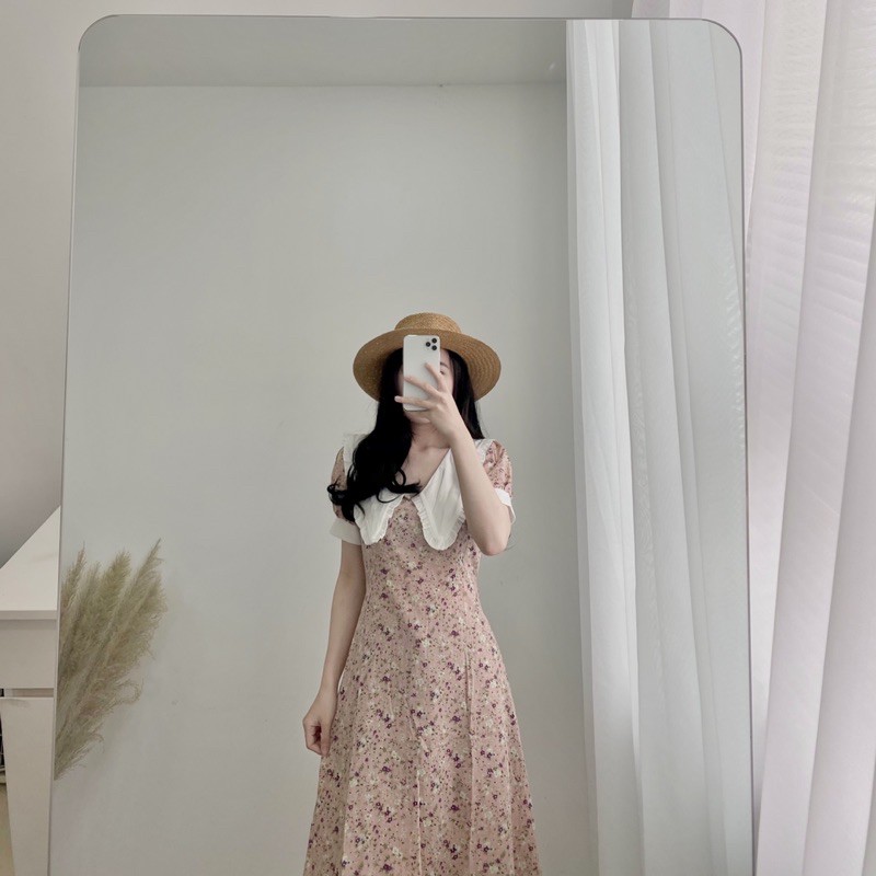 [ẢNH SHOP CHỤP] Váy hoa vintage cổ trắng